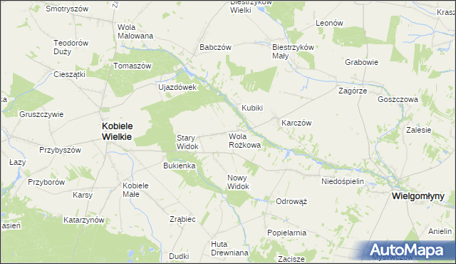 mapa Wola Rożkowa, Wola Rożkowa na mapie Targeo