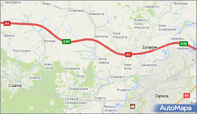 mapa Wola Wielka gmina Żyraków, Wola Wielka gmina Żyraków na mapie Targeo