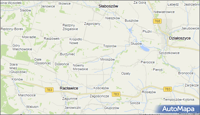 mapa Miroszów, Miroszów na mapie Targeo