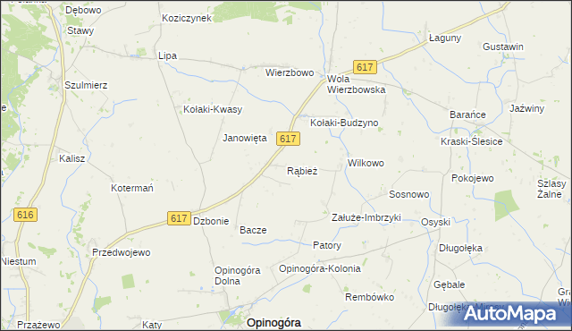 mapa Rąbież gmina Opinogóra Górna, Rąbież gmina Opinogóra Górna na mapie Targeo