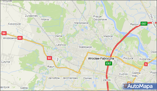 mapa Stabłowice, Stabłowice na mapie Targeo