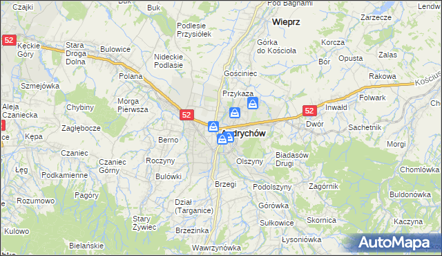 mapa Andrychów, Andrychów na mapie Targeo