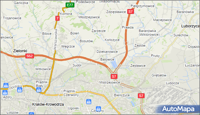 mapa Batowice, Batowice na mapie Targeo