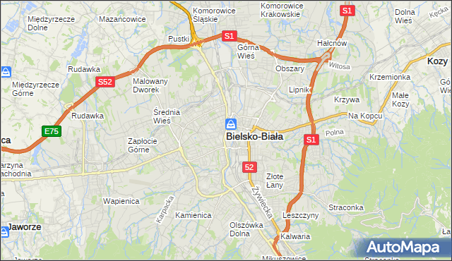 mapa Bielsko-Białej, Bielsko-Biała na mapie Targeo
