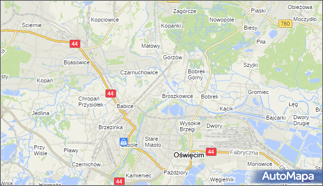 mapa Broszkowice, Broszkowice na mapie Targeo