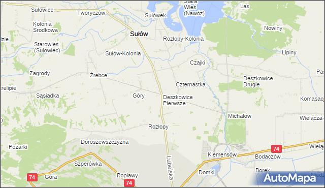 mapa Deszkowice Pierwsze, Deszkowice Pierwsze na mapie Targeo