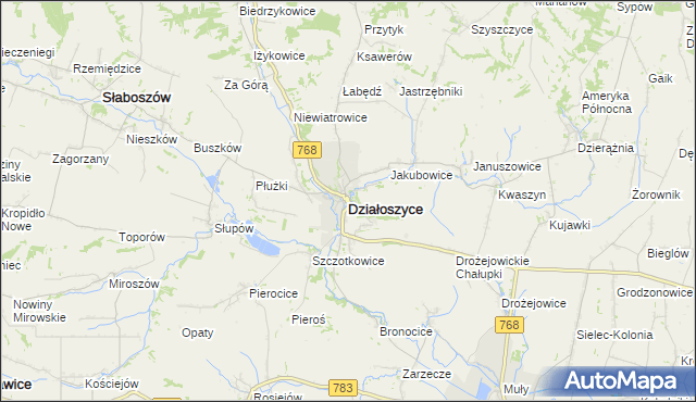 mapa Działoszyce, Działoszyce na mapie Targeo