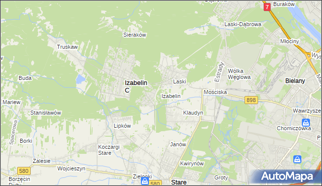 mapa Izabelin powiat warszawski zachodni, Izabelin powiat warszawski zachodni na mapie Targeo