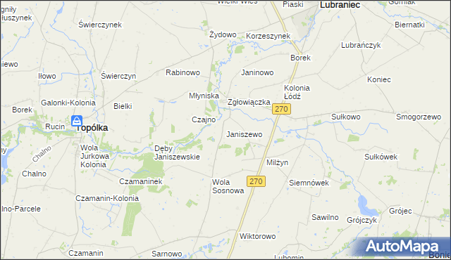 mapa Janiszewo gmina Lubraniec, Janiszewo gmina Lubraniec na mapie Targeo