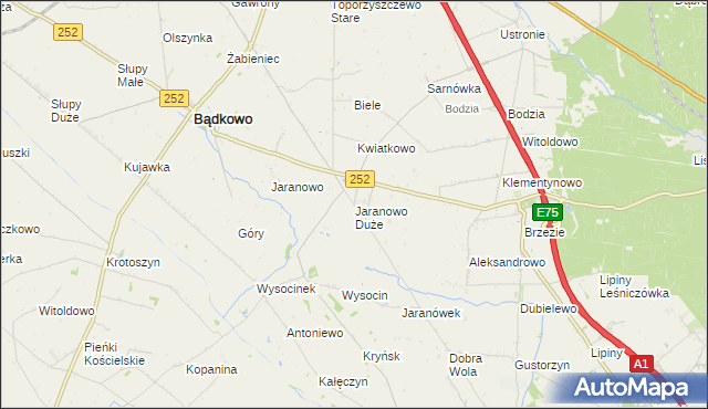 mapa Jaranowo Duże, Jaranowo Duże na mapie Targeo