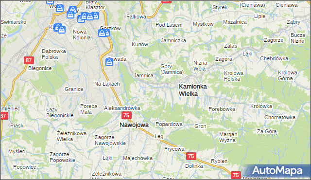 mapa Kamionka Mała gmina Kamionka Wielka, Kamionka Mała gmina Kamionka Wielka na mapie Targeo