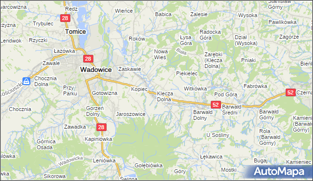 mapa Klecza Dolna, Klecza Dolna na mapie Targeo