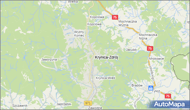 mapa Krynica-Zdrój, Krynica-Zdrój na mapie Targeo