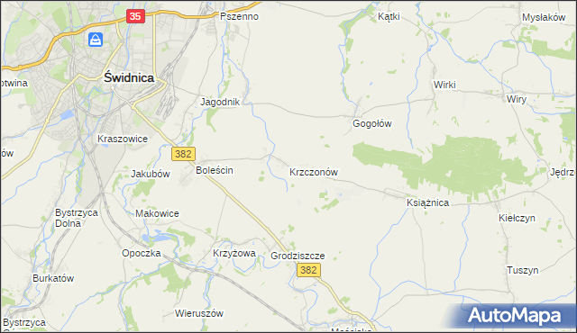 mapa Krzczonów gmina Świdnica, Krzczonów gmina Świdnica na mapie Targeo