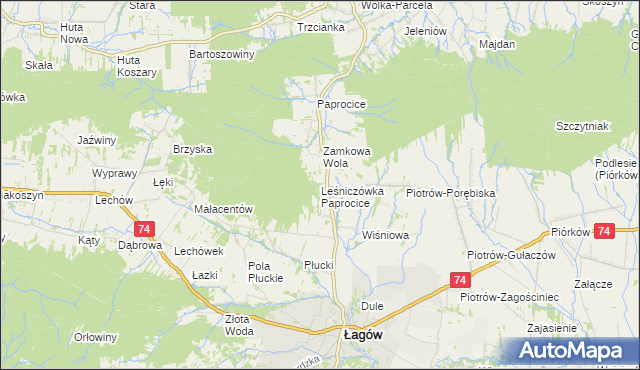 mapa Leśniczówka Paprocice, Leśniczówka Paprocice na mapie Targeo