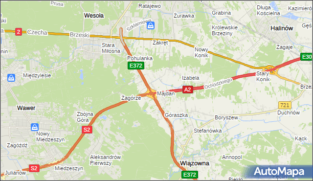 mapa Majdan gmina Wiązowna, Majdan gmina Wiązowna na mapie Targeo