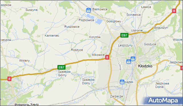 mapa Mikowice gmina Kłodzko, Mikowice gmina Kłodzko na mapie Targeo