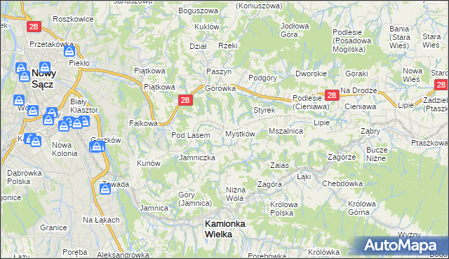 mapa Mystków, Mystków na mapie Targeo