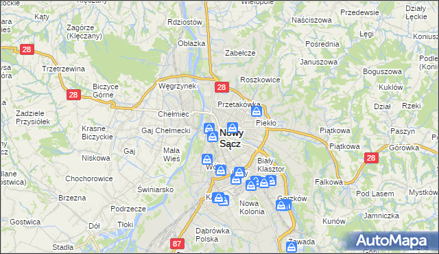 mapa Nowego Sącza, Nowy Sącz na mapie Targeo