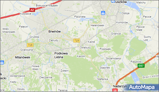 mapa Otrębusy, Otrębusy na mapie Targeo