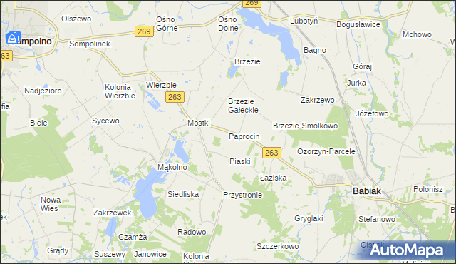mapa Paprocin, Paprocin na mapie Targeo