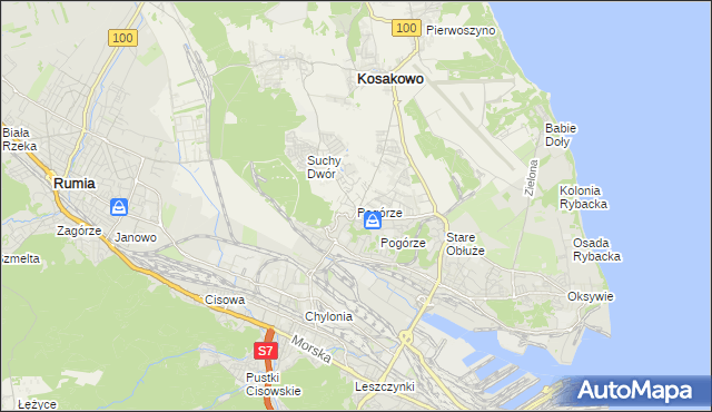 mapa Pogórze gmina Kosakowo, Pogórze gmina Kosakowo na mapie Targeo