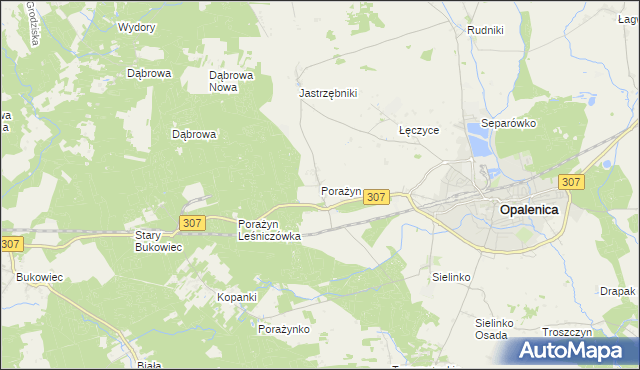 mapa Porażyn, Porażyn na mapie Targeo