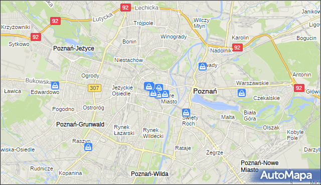 mapa Stare Miasto gmina Poznań, Stare Miasto gmina Poznań na mapie Targeo