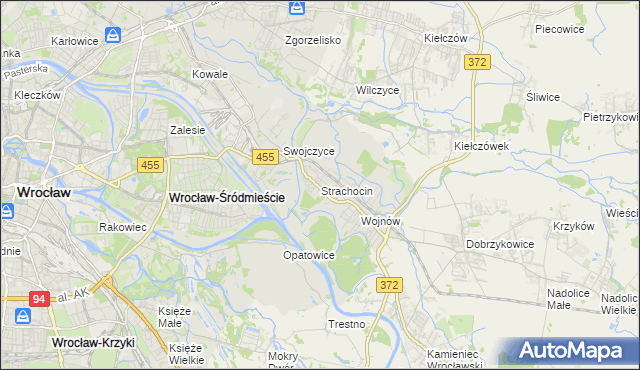 mapa Strachocin gmina Wrocław, Strachocin gmina Wrocław na mapie Targeo