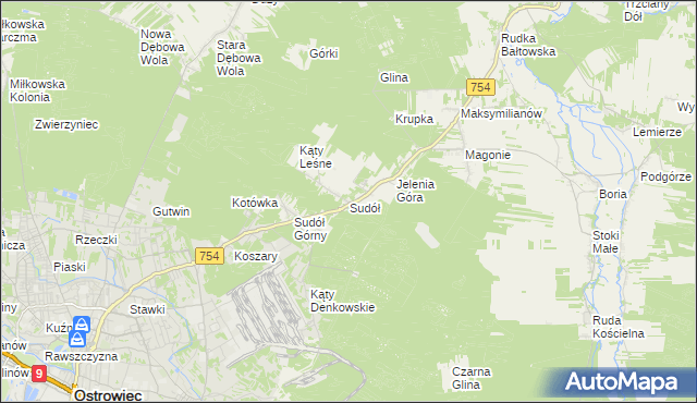 mapa Sudół gmina Bodzechów, Sudół gmina Bodzechów na mapie Targeo