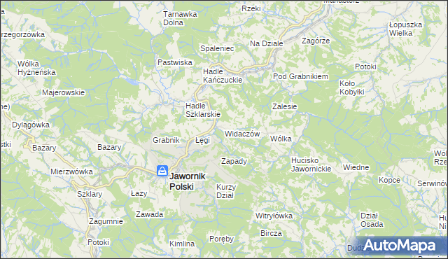 mapa Widaczów, Widaczów na mapie Targeo