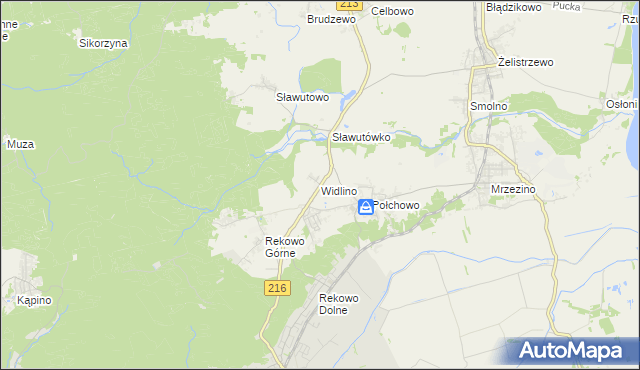 mapa Widlino gmina Puck, Widlino gmina Puck na mapie Targeo