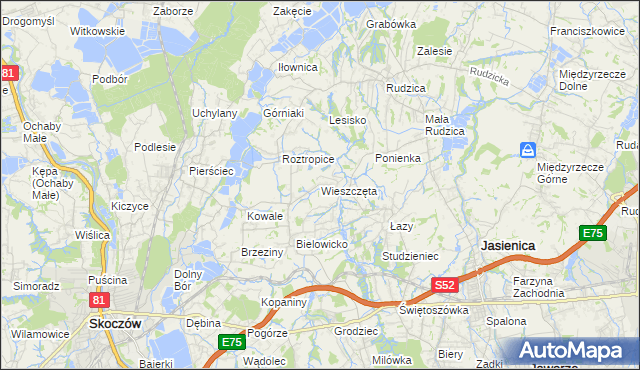 mapa Wieszczęta, Wieszczęta na mapie Targeo