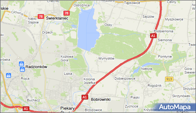 mapa Wymysłów gmina Bobrowniki, Wymysłów gmina Bobrowniki na mapie Targeo