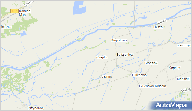 mapa Czaplin gmina Słońsk, Czaplin gmina Słońsk na mapie Targeo