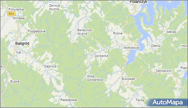 mapa Górzanka, Górzanka na mapie Targeo