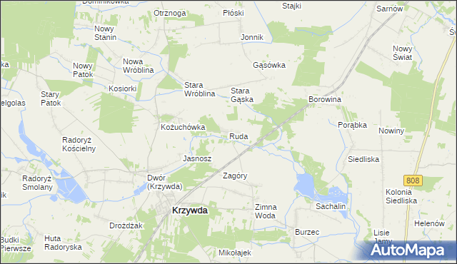mapa Ruda gmina Krzywda, Ruda gmina Krzywda na mapie Targeo