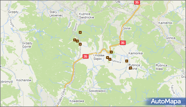 mapa Unisław Śląski, Unisław Śląski na mapie Targeo