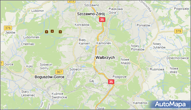 mapa Wałbrzycha, Wałbrzych na mapie Targeo