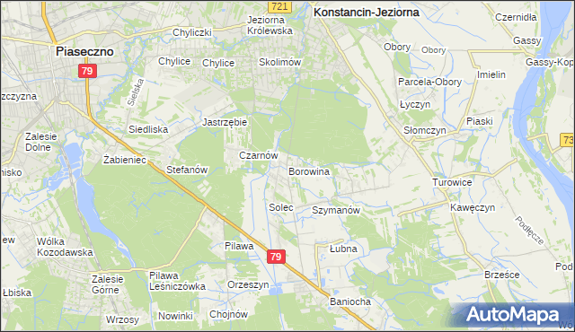 mapa Borowina gmina Konstancin-Jeziorna, Borowina gmina Konstancin-Jeziorna na mapie Targeo