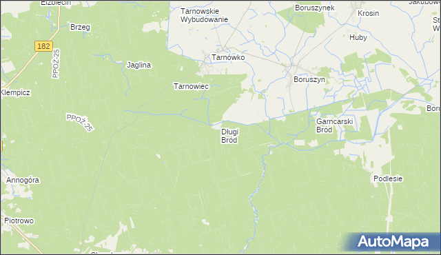 mapa Długi Bród gmina Połajewo, Długi Bród gmina Połajewo na mapie Targeo