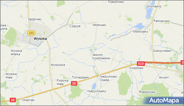 mapa Jeziorki Kosztowskie, Jeziorki Kosztowskie na mapie Targeo