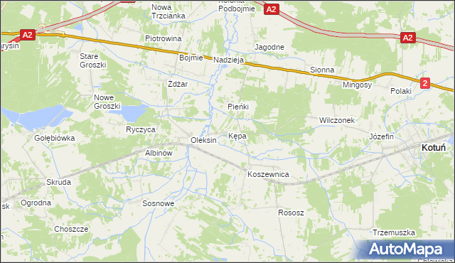 mapa Kępa gmina Kotuń, Kępa gmina Kotuń na mapie Targeo