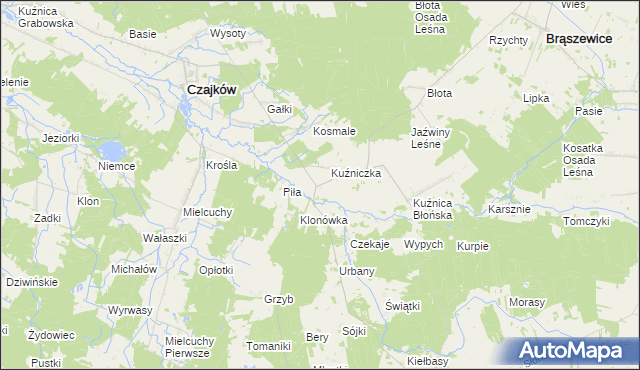 mapa Kuźnica Zagrzebska-Kolonia, Kuźnica Zagrzebska-Kolonia na mapie Targeo