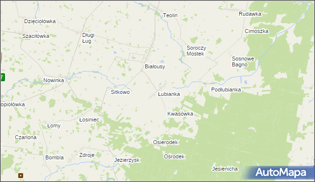 mapa Łubianka gmina Janów, Łubianka gmina Janów na mapie Targeo