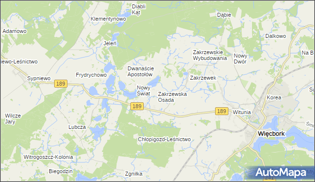 mapa Zakrzewska Osada, Zakrzewska Osada na mapie Targeo