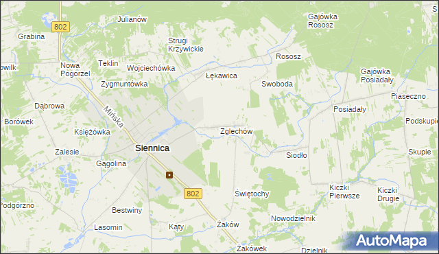 mapa Zglechów, Zglechów na mapie Targeo
