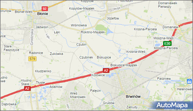 mapa Biskupice gmina Brwinów, Biskupice gmina Brwinów na mapie Targeo