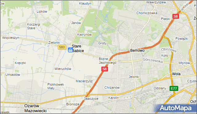 mapa Blizne Jasińskiego, Blizne Jasińskiego na mapie Targeo