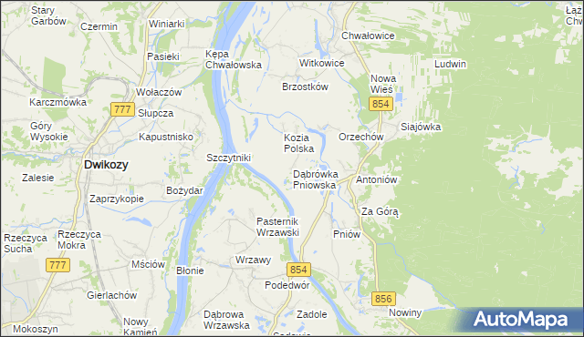 mapa Dąbrówka Pniowska, Dąbrówka Pniowska na mapie Targeo